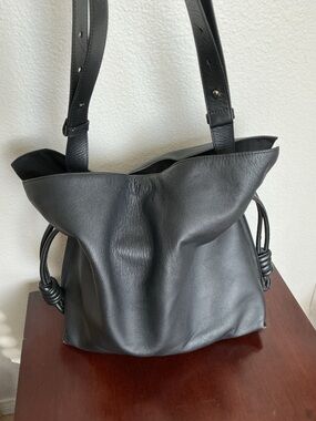 Club Monaco Black Leather Hobo  Shoulder Bag